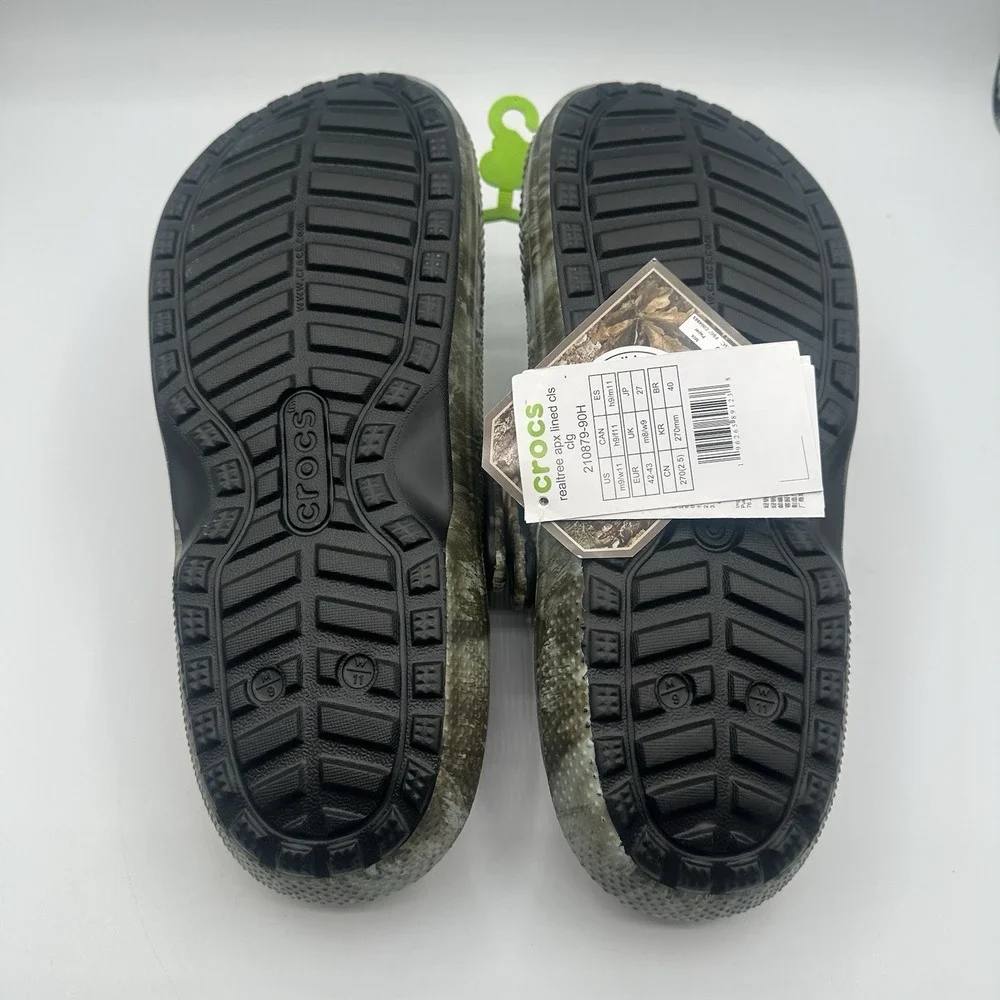 Crocs Realtree APX Classic Clogs Mens 9 Womens 11 Green Camo Lined Slip On Shoes